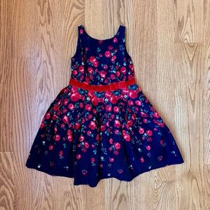 OG EUC sz 4 Falling Roses Janie and Jack Floral Black and Red Kids Dress